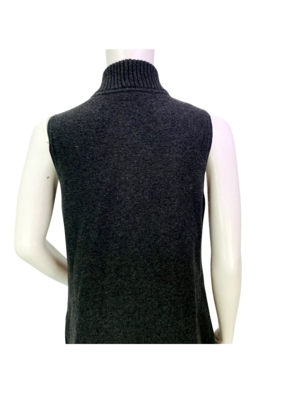 Chicos Womens Pocket Sweater Vest Gray Open Front Duster Size 0 | S - Picture 8 of 15